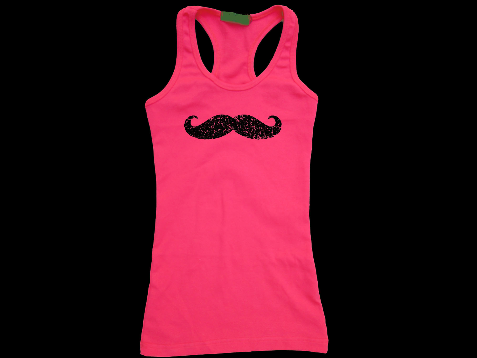 Mustache funny women racerback sleeveless tank top S/M