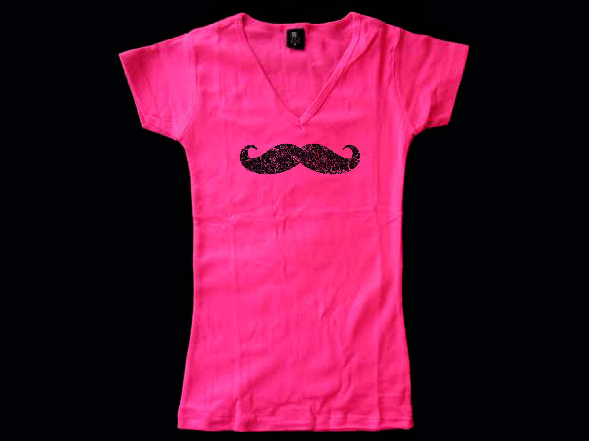 Mustache distressed look funny women shirt