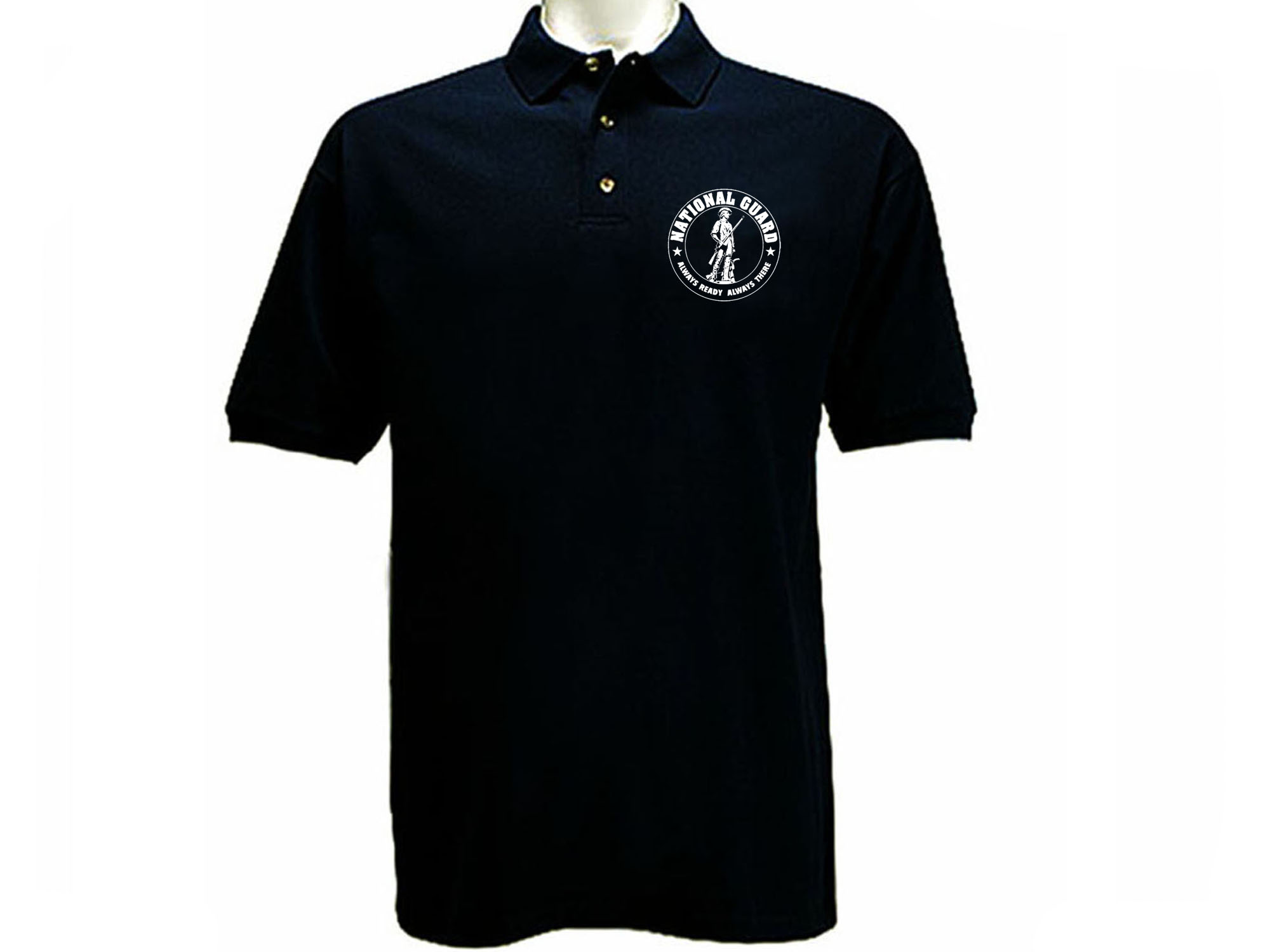 US National guard button up polo style t-shirt