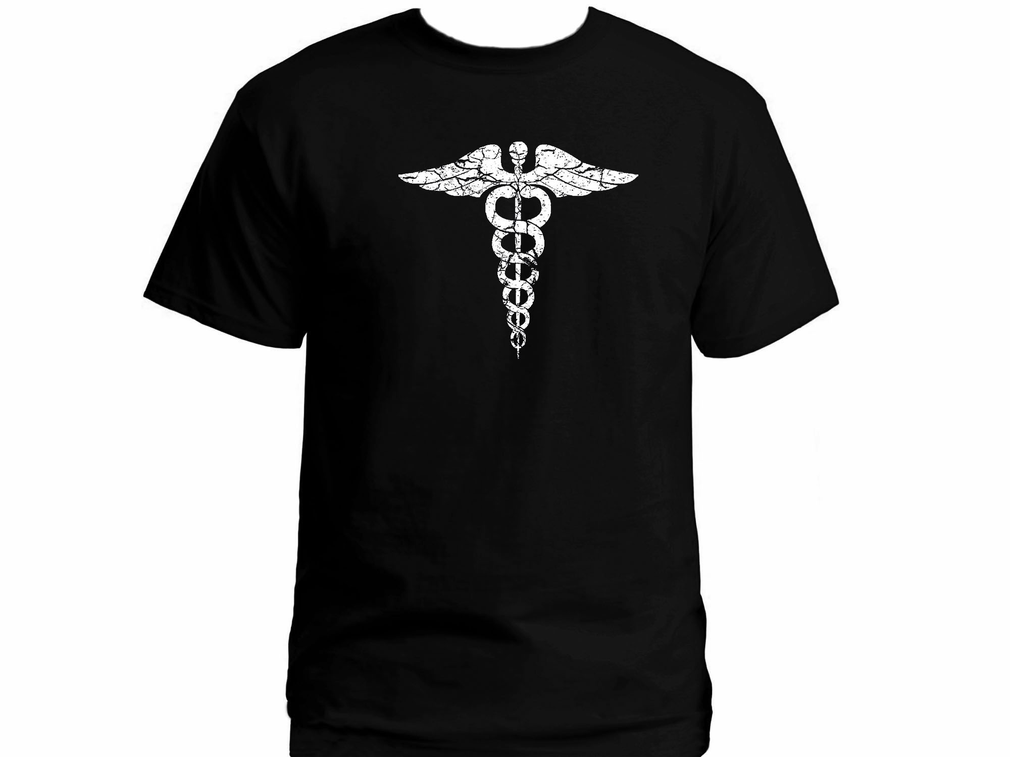 Nurse pin distressed print black t-shirt