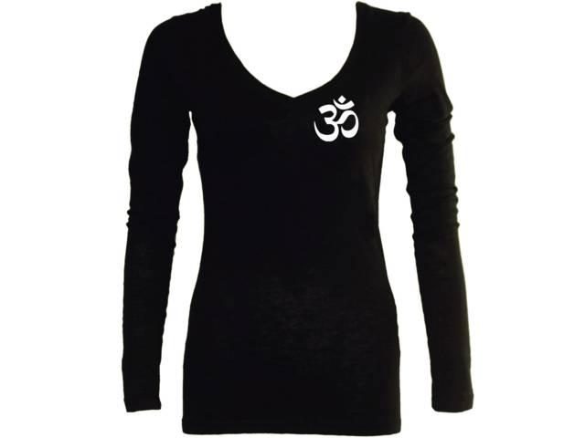 Om ohm yoga symbols women black sleeved t-shirt