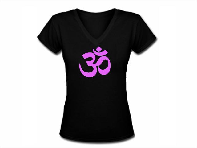 Ohm ahm aum yoga cloth women/girls vneck tea shirt