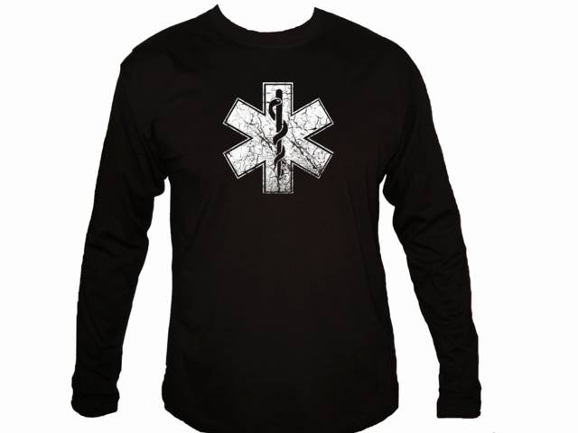 Paramedic symbol distressed look medic customized sleeved t-shirt