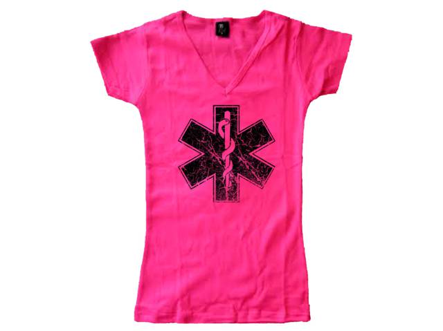 Paramedic distressed look medic women v neck t-shirt 2
