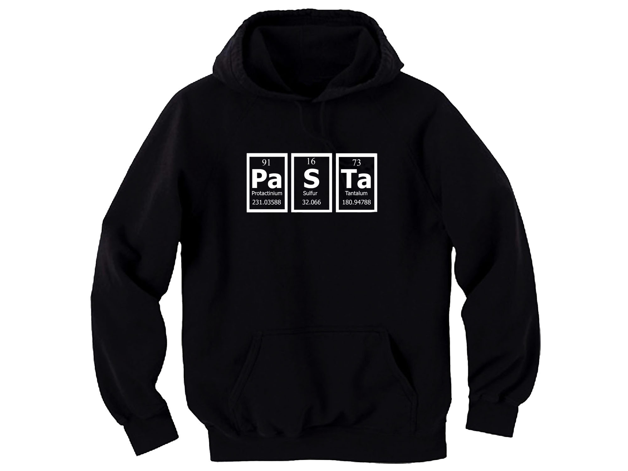 Pasta - periodic table of elements nerdy hooded sweatshirt