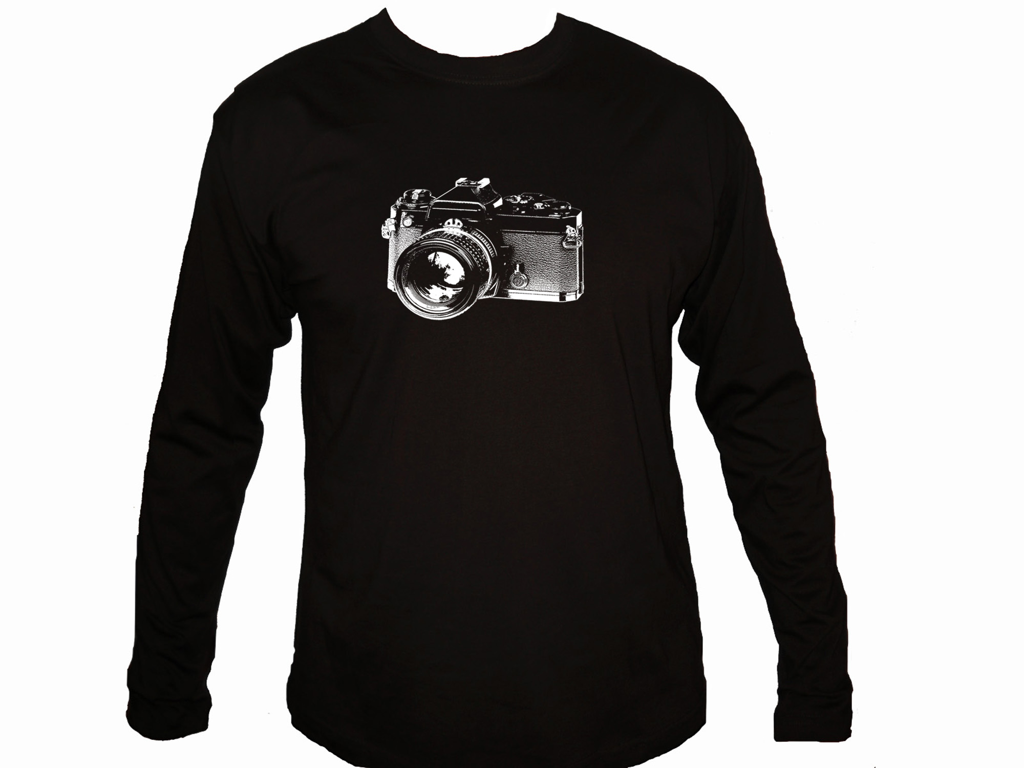 Vintage retro look old photo camera sleeved t-shirt