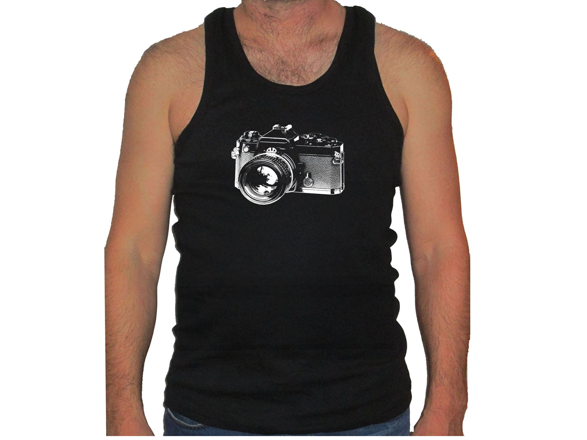Vintage retro look old photo camera muscle sleeveless new tank top