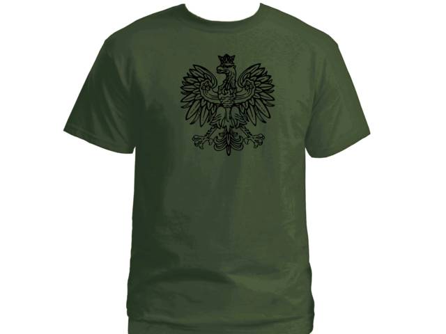 White Polish eagle-poland pride polska army green t shirt