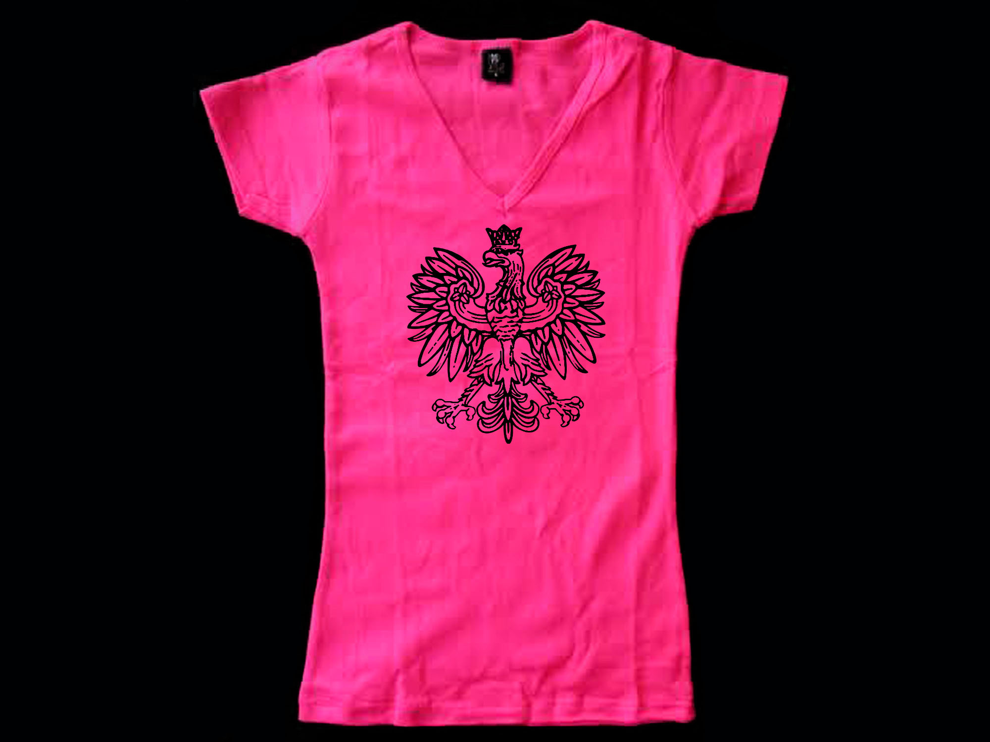 Poland coat of arms Polish Patriot Eagle female vneck pink t shirt