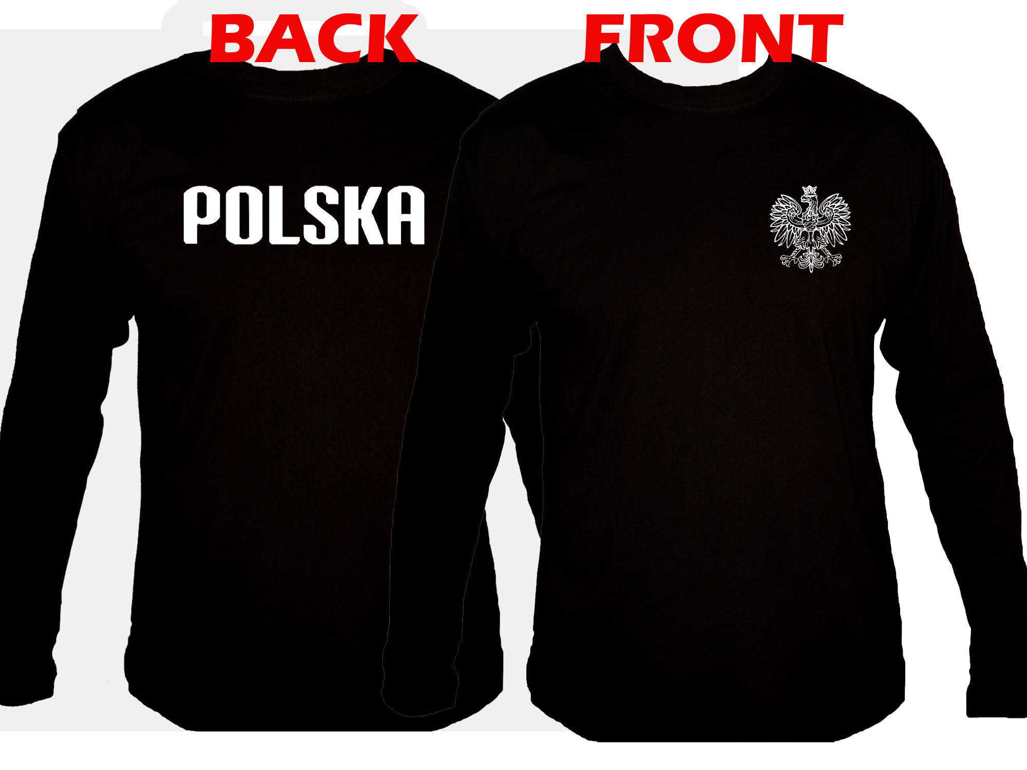 White Polish eagle-poland pride Polska sleeved t-shirt 4