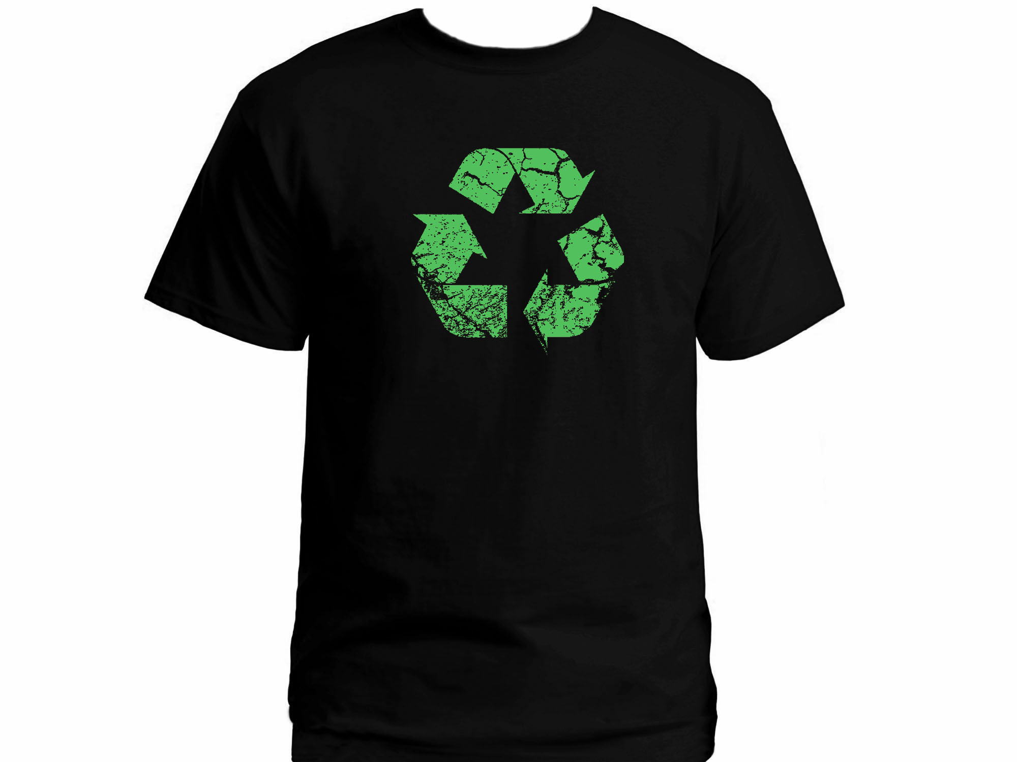 Recycle logo distressed print silk printed customized t-shirt