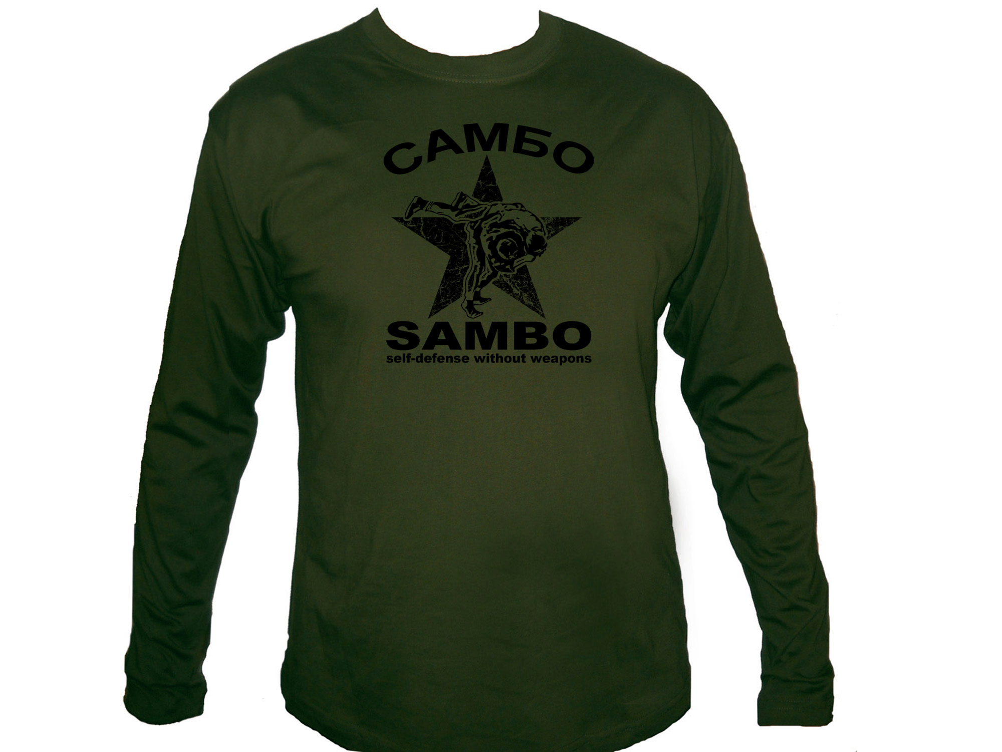 Sambo Russian martial arts sleeved olive green t-shirt