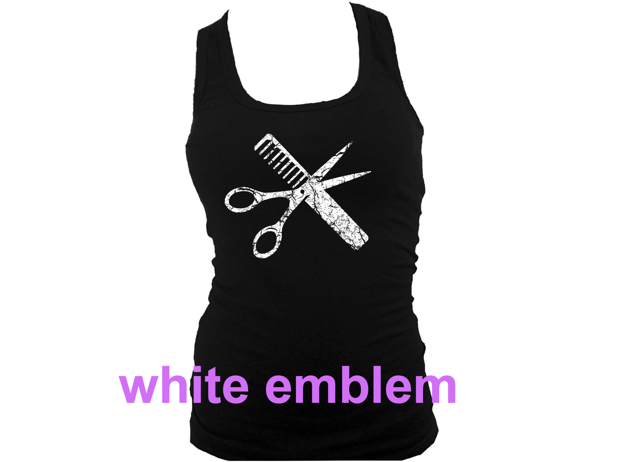 Hairstylist hairdressing scissors & comb women tank top L/XL