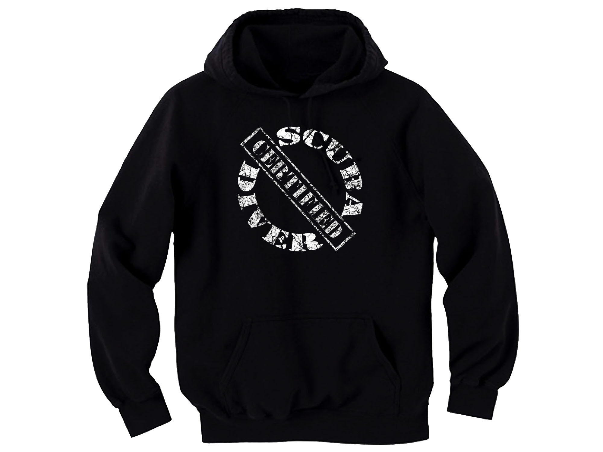 Scuba diver certified distressed look new hoodie