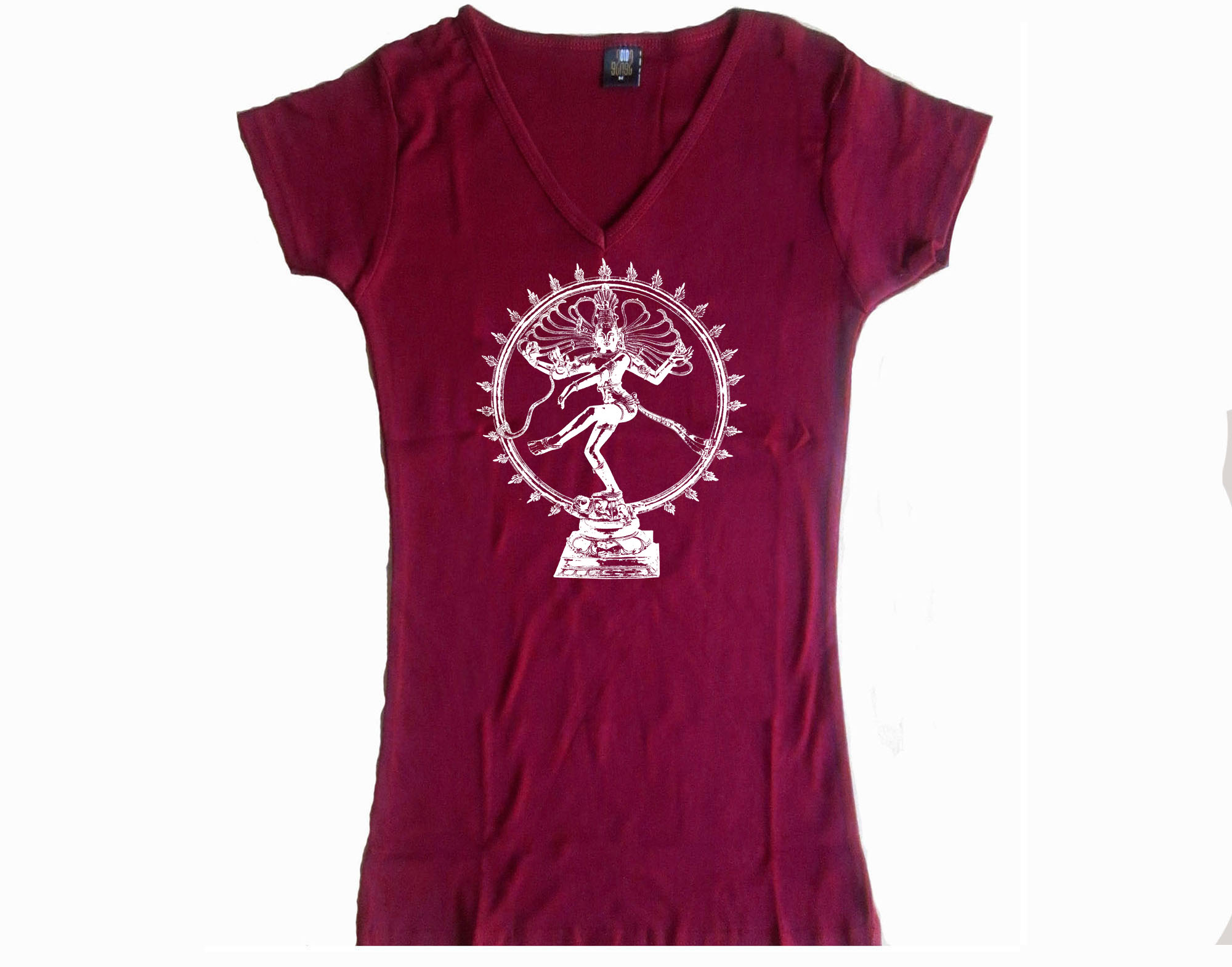 Nadarajah Dancing Shiva Yoga symbols women/teens wine t-shirt