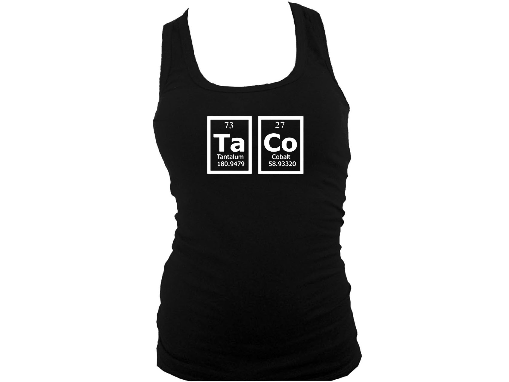 Taco-periodic table women black tank top S/M