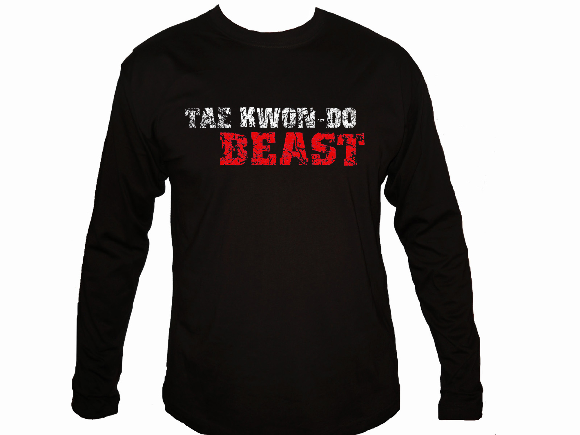 Taekwondo Beast distressded print martial arts sleeved t-shirt