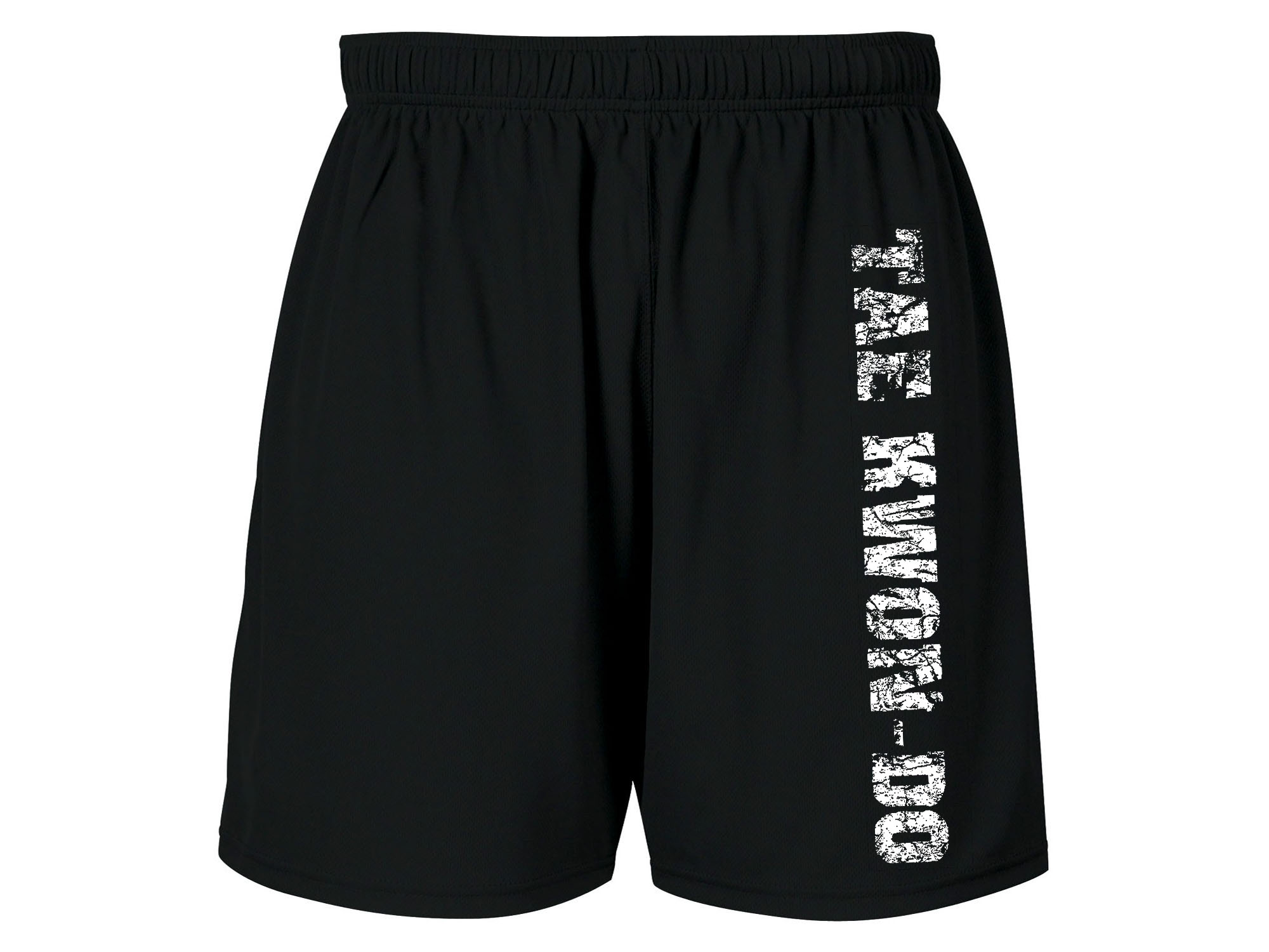 Taekwondo distressed print MMA moisture wicking polyester black shorts
