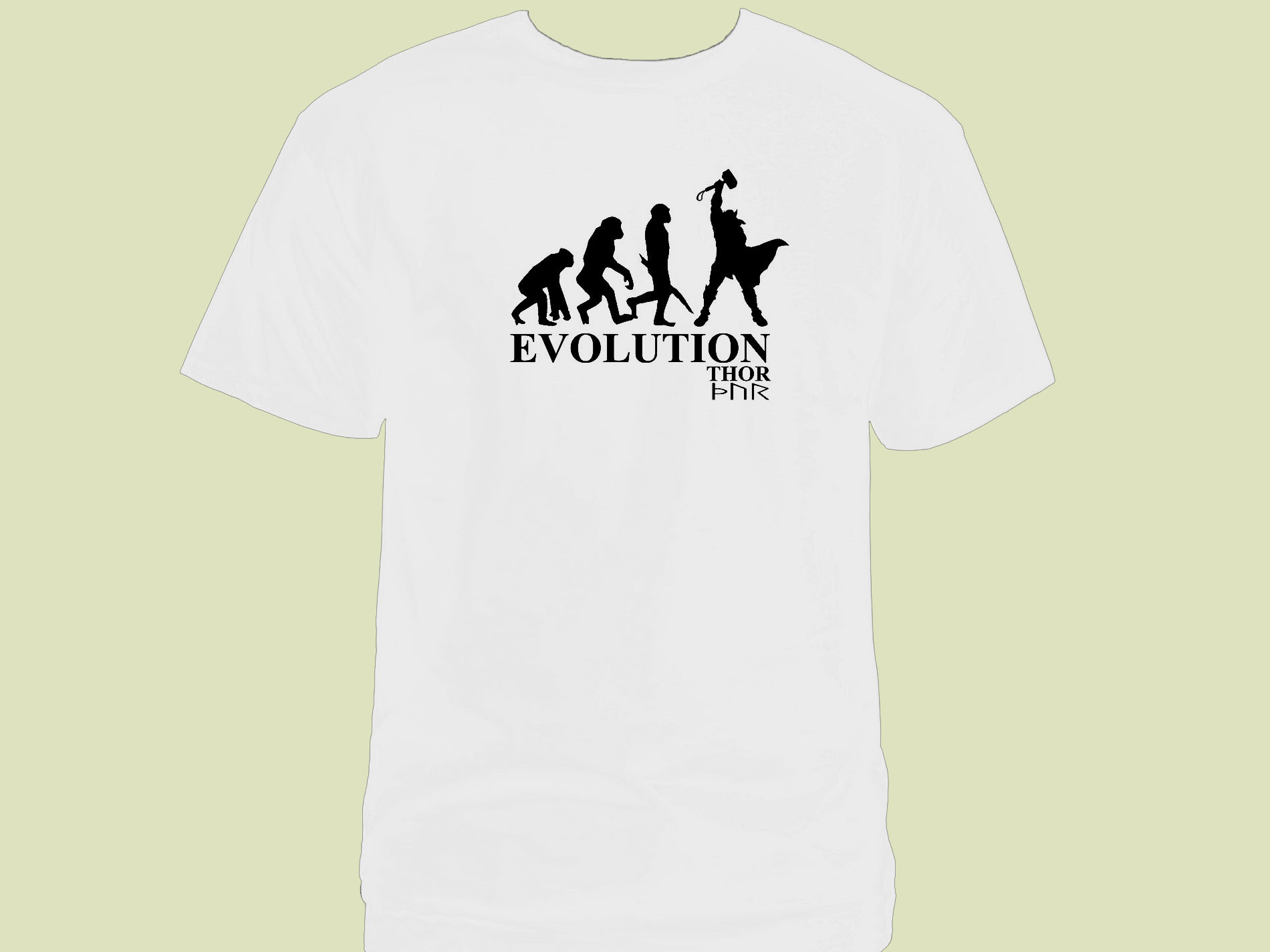 Norse myths Mjlnir Thor hammer evolution unique white t-shirt