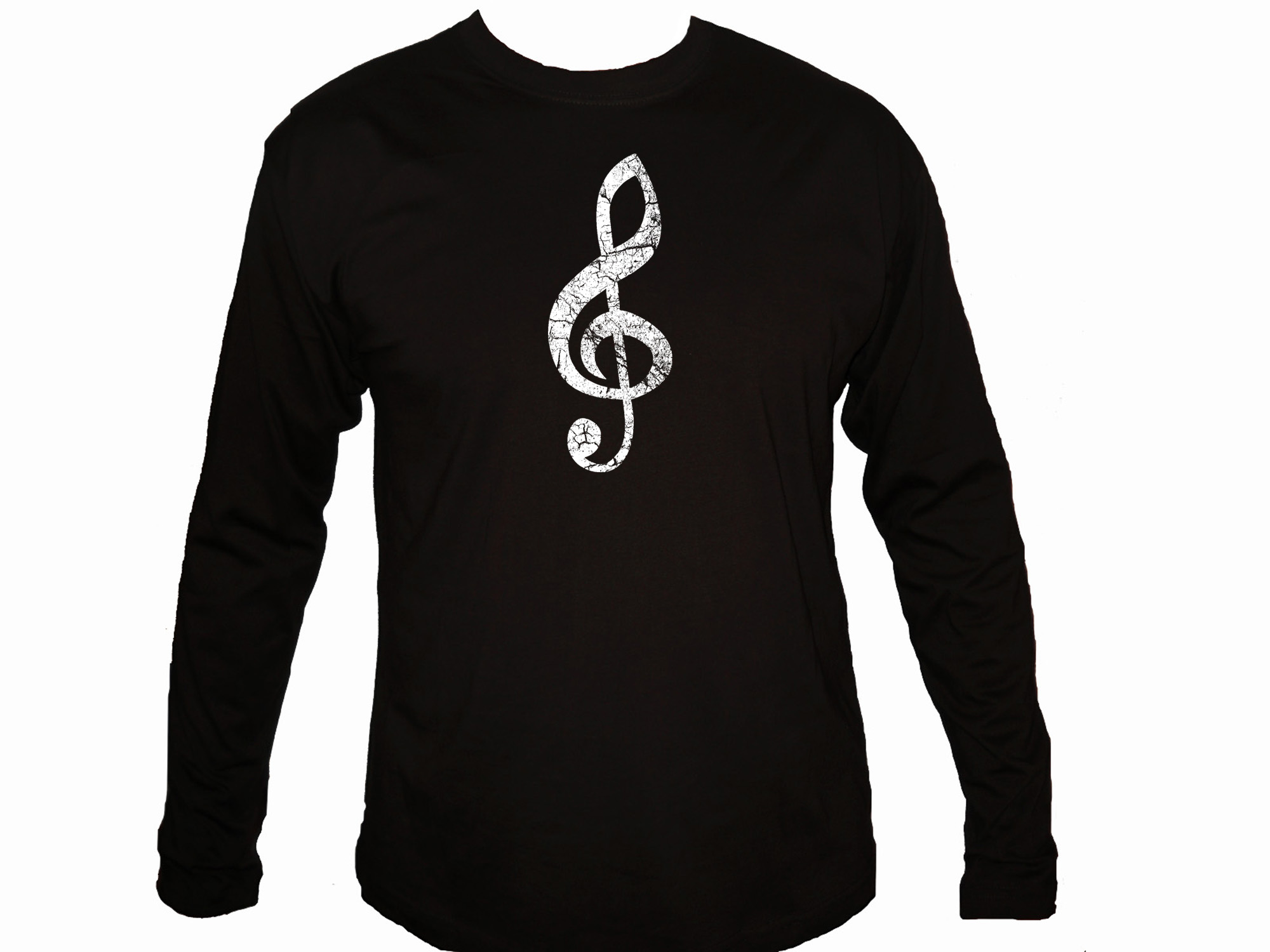 Musician player distressed treble clef sleeved t-shirt