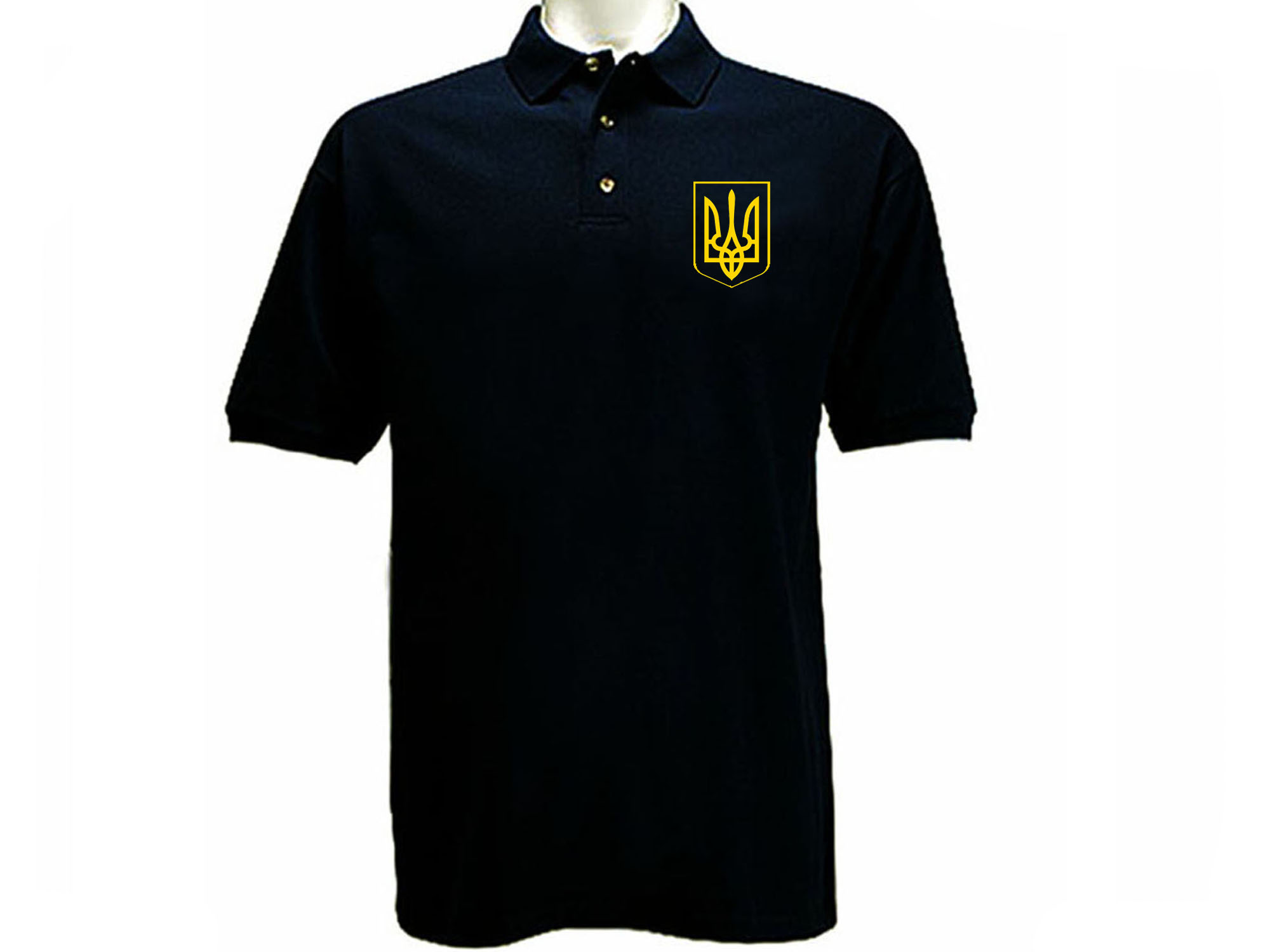 Ukrainian coat of arms national symbol tryzub polo style collared t-shirt