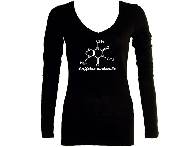 Caffeine coffee gift molecule women sleeved t-shirt 2