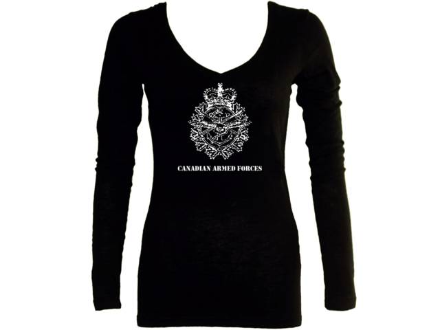 Canadian army women v neck sleeved t shirt