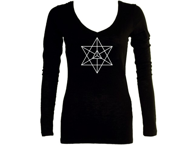 Sacred geometry-merkavah merkabah slim sleeved shirt