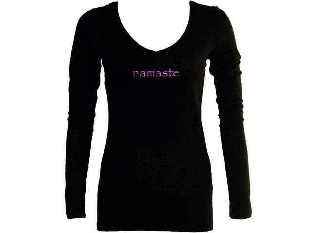 Yoga terms namaste women sleeved t-shirt