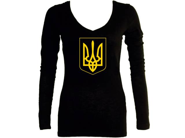Ukrainian coat of arms tryzub women sleeved t shirt