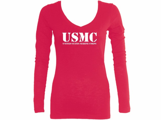 US army marine corps USMC ladies sleeved t-shirt